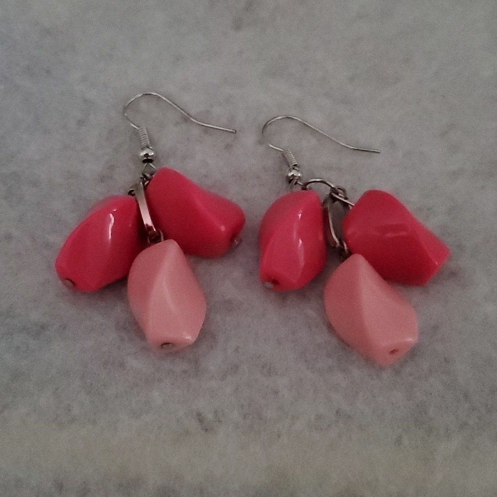 Handmade Chunky Pink Drop Earrings